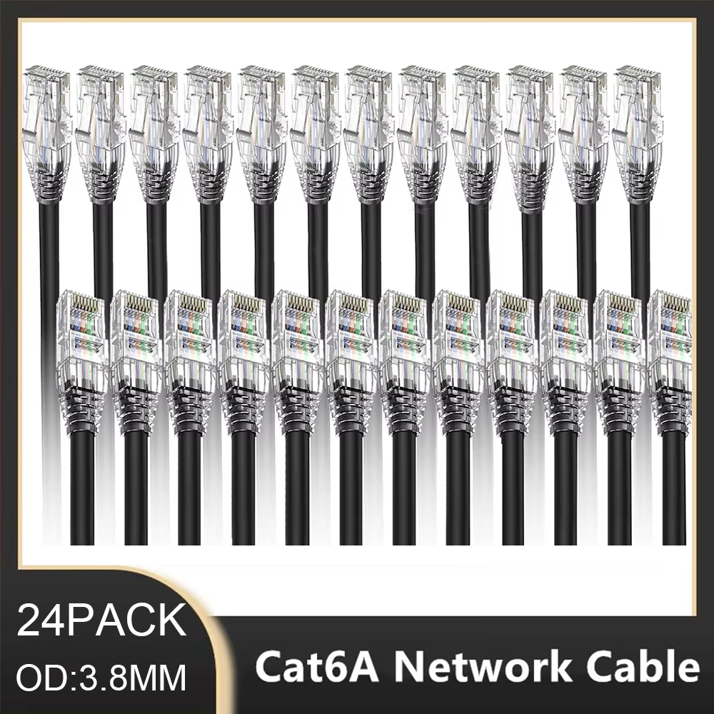 Power Over Ethernet - 24Pack 0.1/0.15/0.2/0.3/0.5M Cat6a Ethernet Patch Cable
